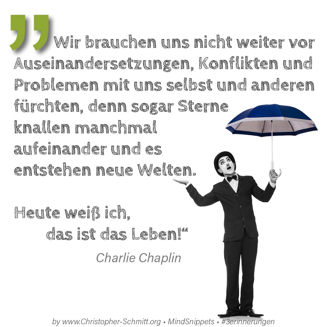 Passendes Bild zum Zitat von Charlie Chaplin: Wir brauchen uns nicht weiter vor Ausein... Passendes Social-Media-Bild zum Zitat von Charlie Chaplin