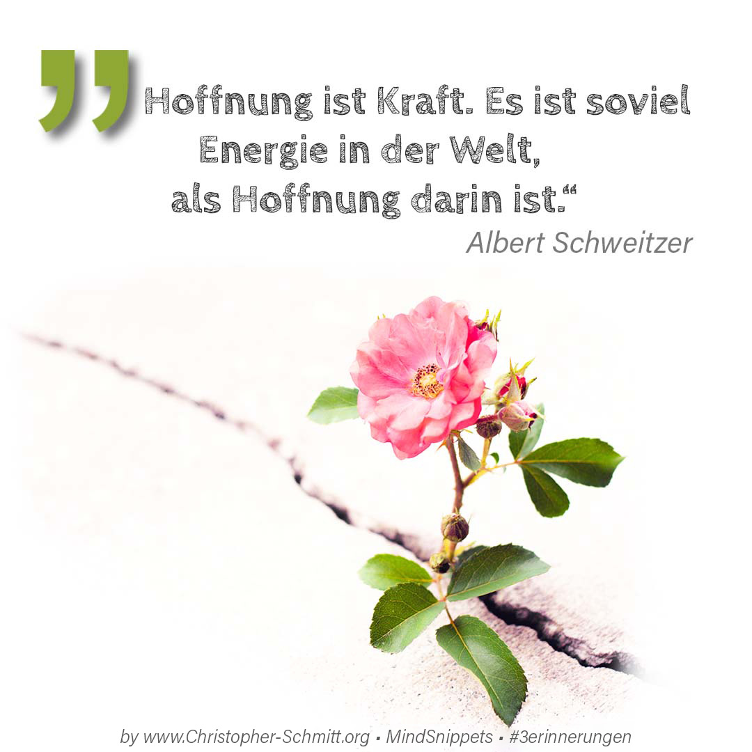 Passendes Bild zum Zitat von Albert Schweitzer: Hoffnung ist Kraft. Es ist soviel Energi... Passendes Social-Media-Bild zum Zitat von Albert Schweitzer