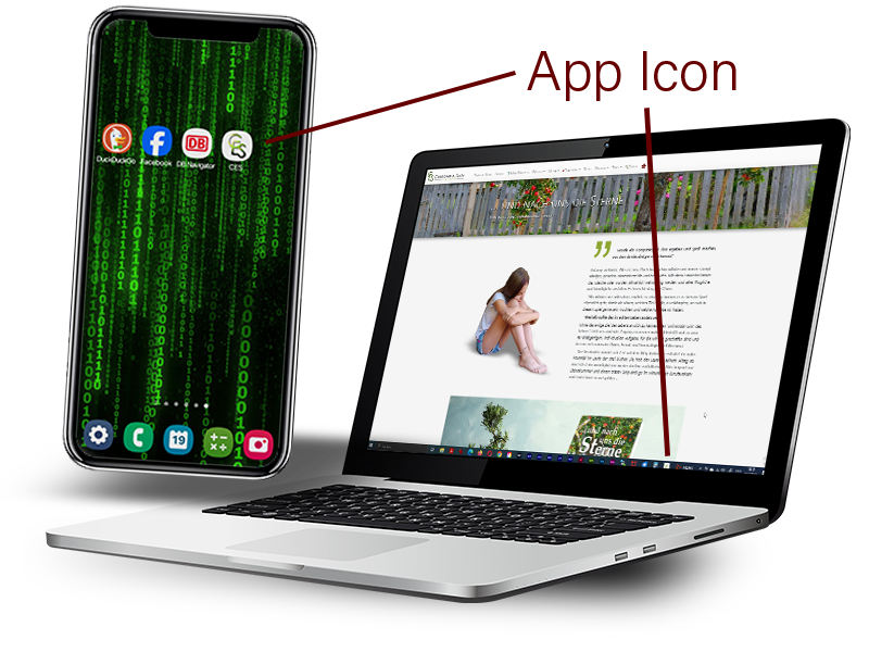 Icons wie eine native App Laptop und Handy